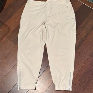 Athleta jogger pull up pants with zipper bottoms, elastic waist